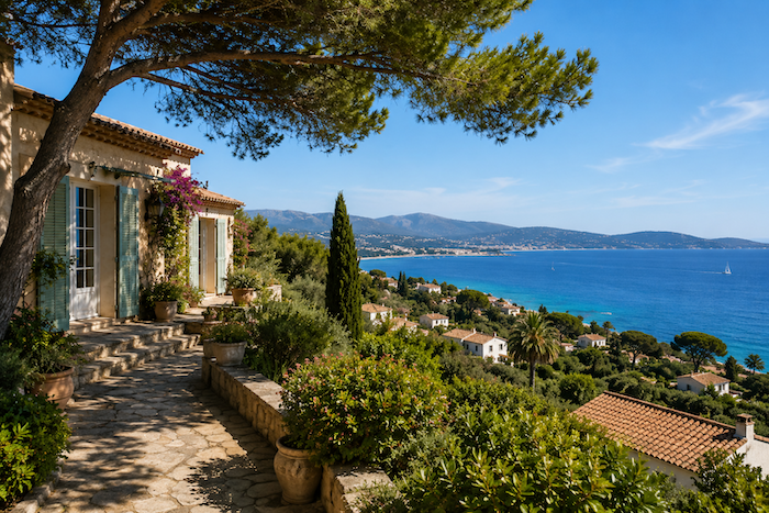 Vendre une maison héritée dans le Var : éviter les conflits entre héritiers photo d'une maison vue mer à carqueiranne en vente dans le cadre d'une succession